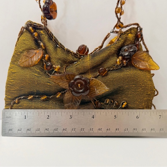 VINTAGE Mary Frances Beaded Floral Evening Bag Purse – Amber Gold – Rare! - Picture 8 of 13